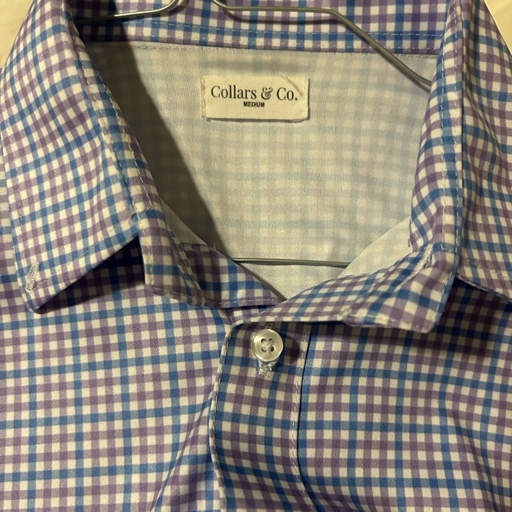 Collars & Co. Men's Checkered Button Down Shirt - Purple and White